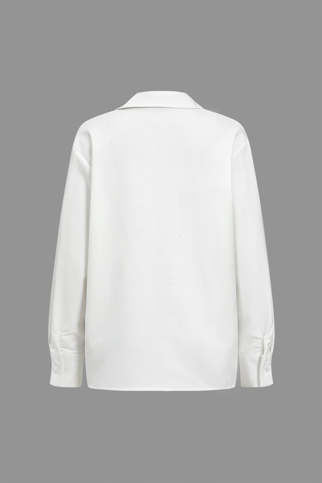 Basic Solid Design V-Neck Long-Sleeve Shirt Dreamardi