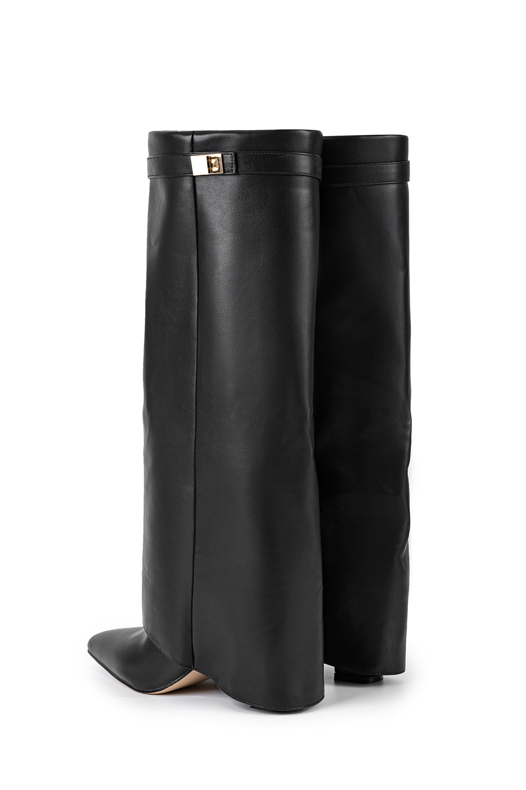 Metal Buckle Pointed Knee High Boots Dreamardi