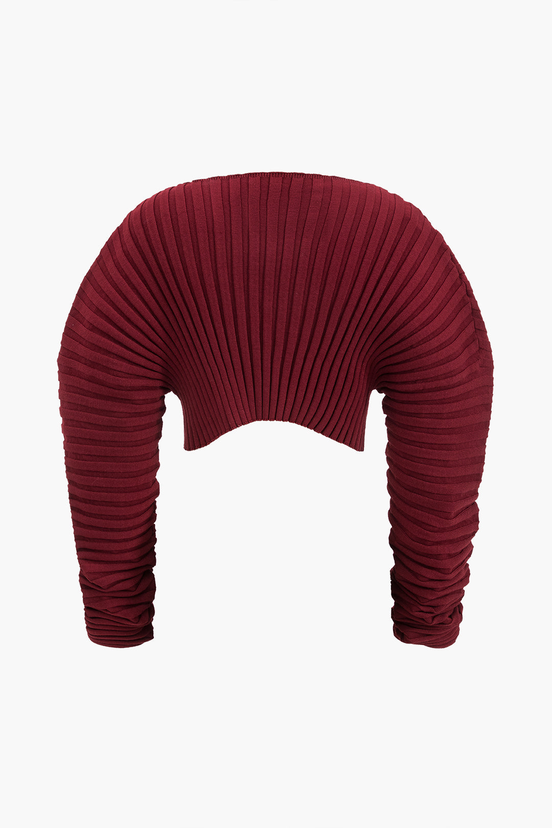 Knit Ruched Detail Long-Sleeve Cropped Top Dreamardi