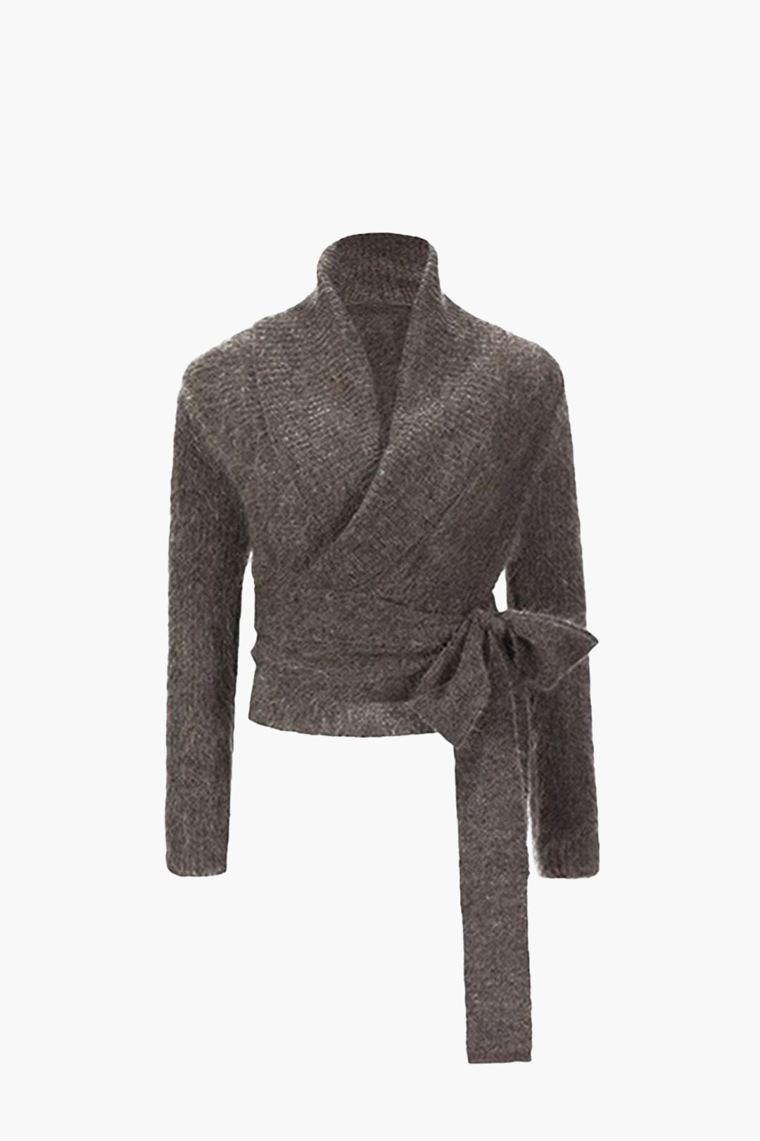 Solid Knit Knot V-neck Asymmetrical Cardigan Dreamardi