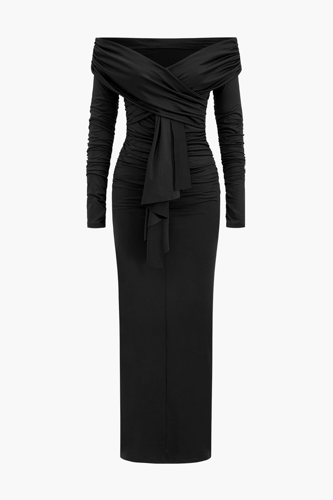 Ruched Off Shoulder Drape Detail Maxi Dress Dreamardi