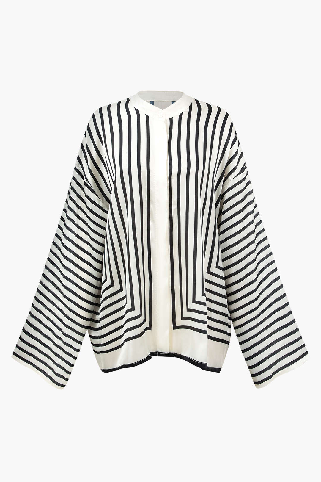 Stripe Print Satin Long-Sleeve Shirt Dreamardi