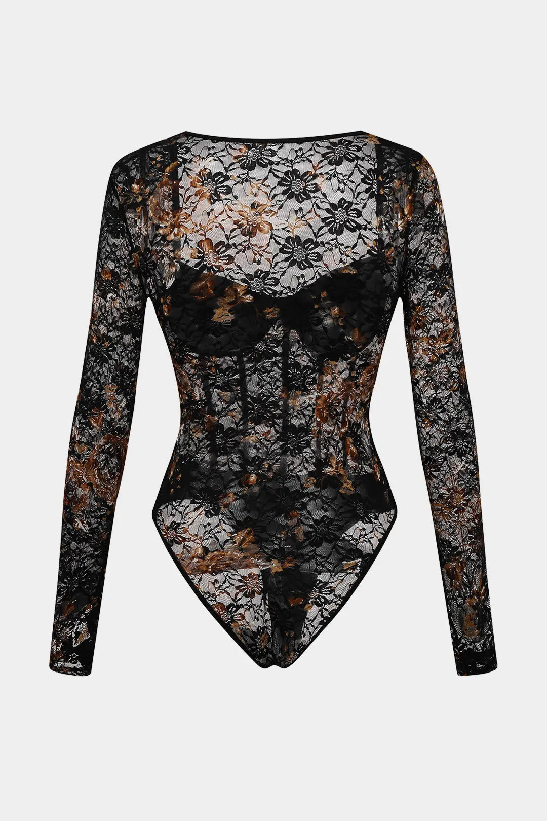 Lace Sheer Corset Long Sleeve Bodysuit Dreamardi