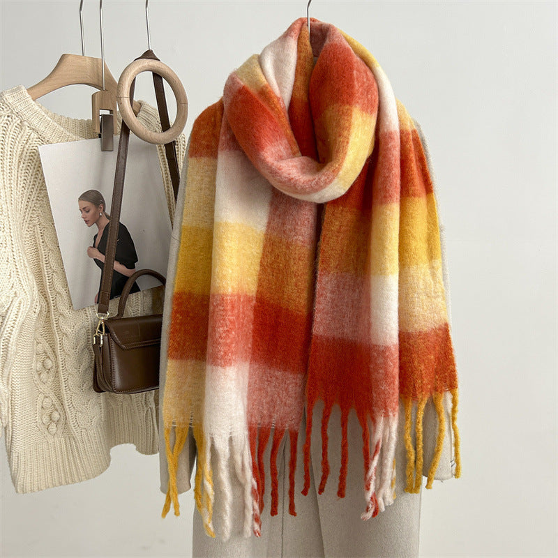 New Mohair Plaid Scarf For Women Dreamardi