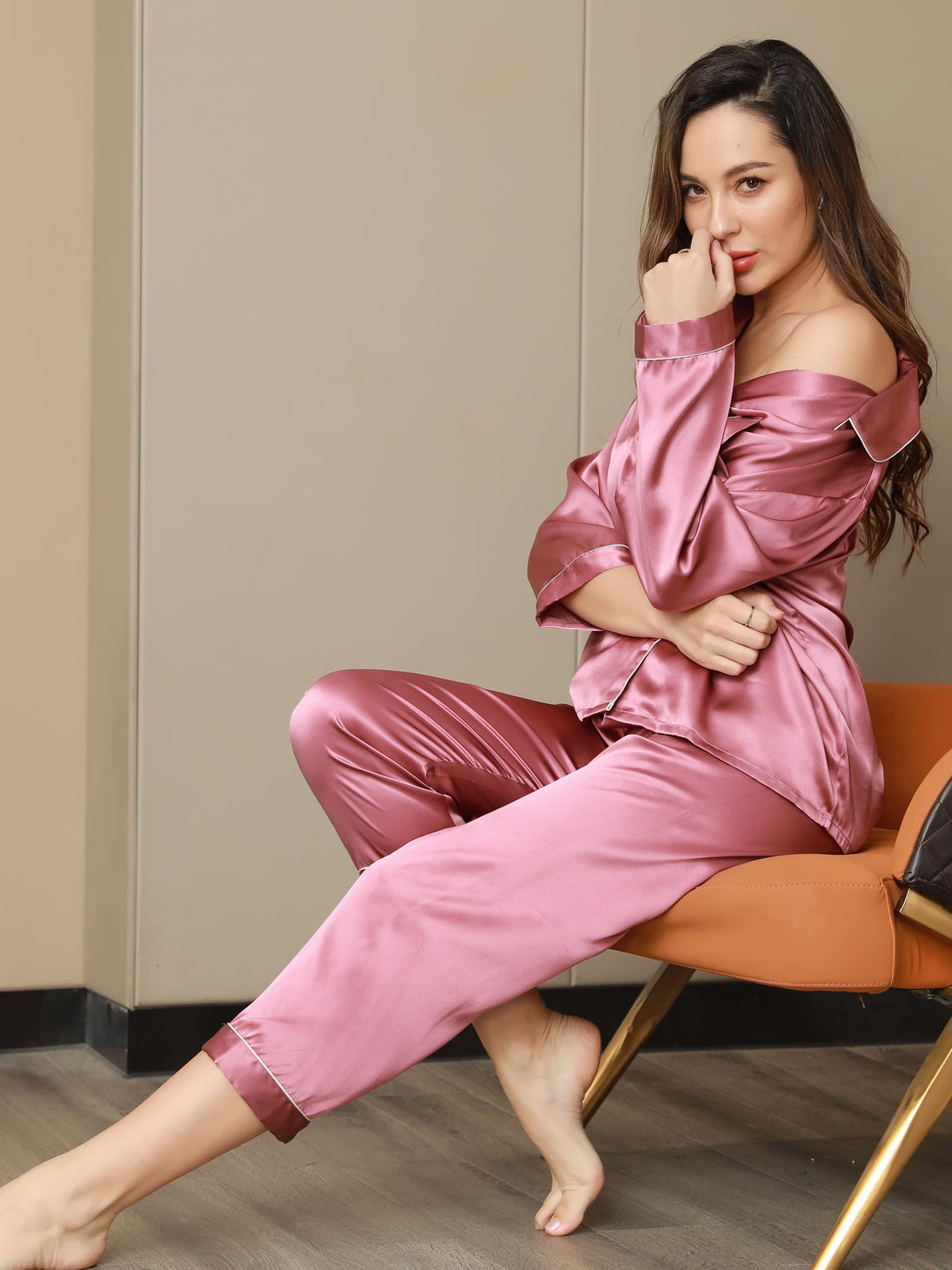 Moerbei Zijde Binding Trim Pyjama Set 2Pcs Dreamardi