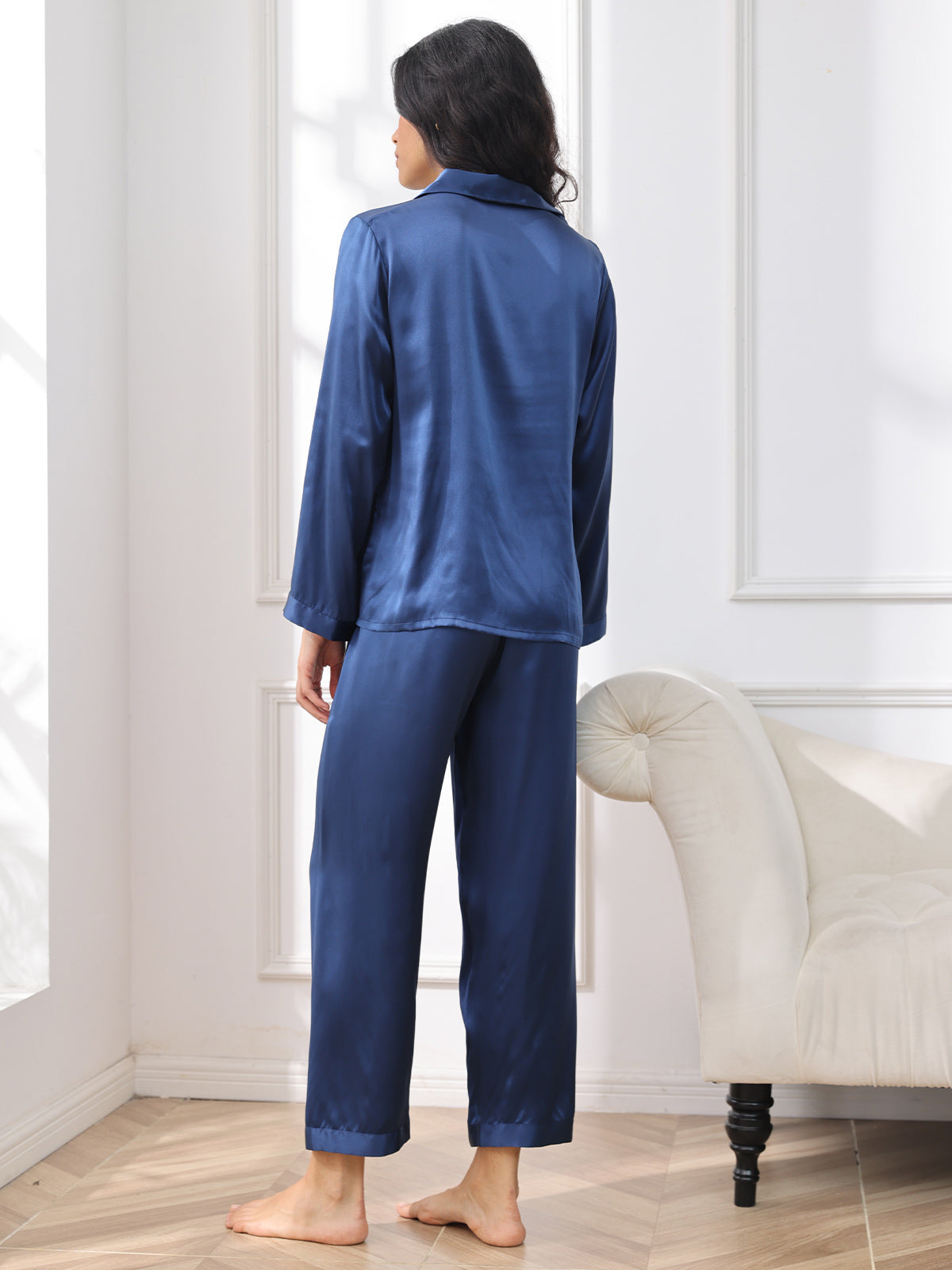 Zuivere Zijde Button Up Dames Pyjama Set Dreamardi