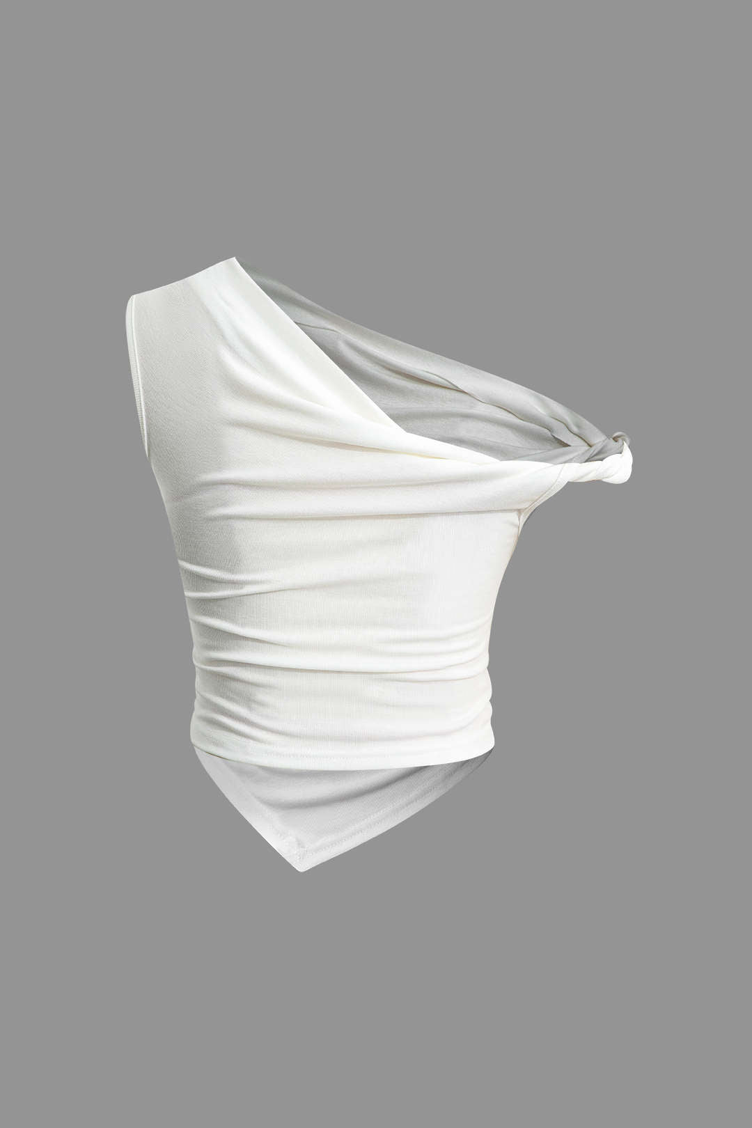 Basic Asymmetrical Twist Ruched T-shirt Dreamardi