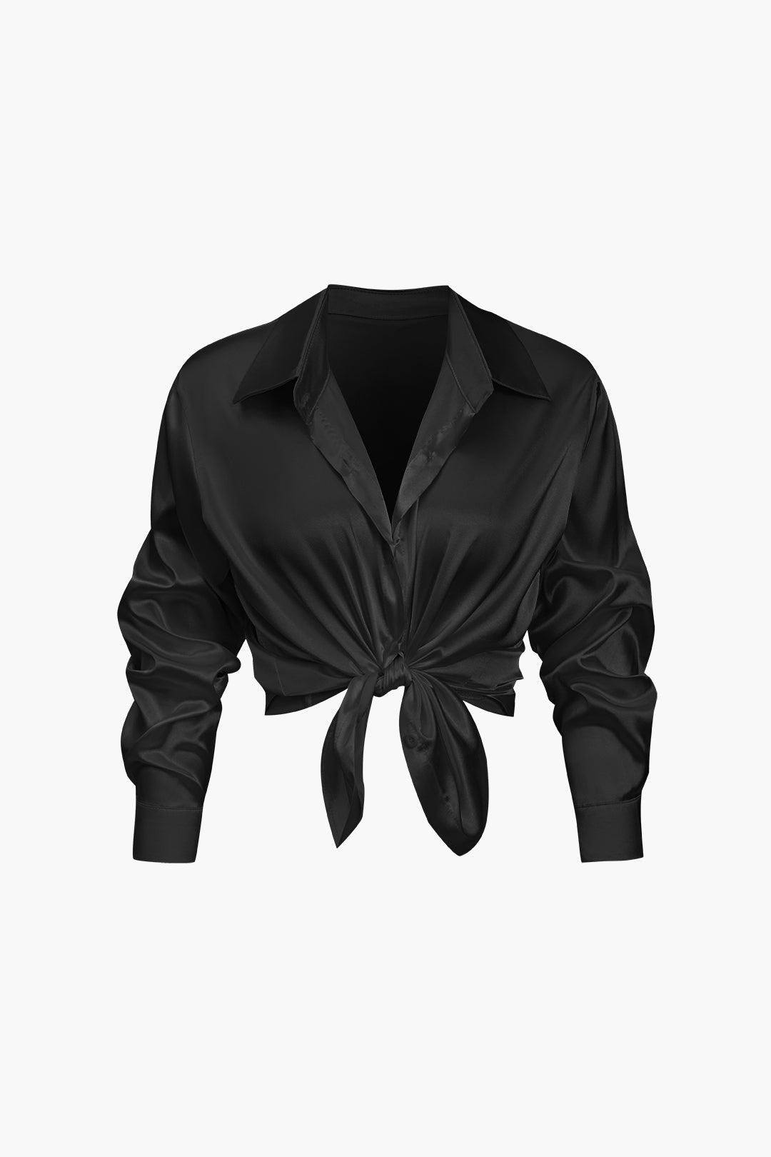 Basic Solid Satin Long-Sleeve Shirt Dreamardi