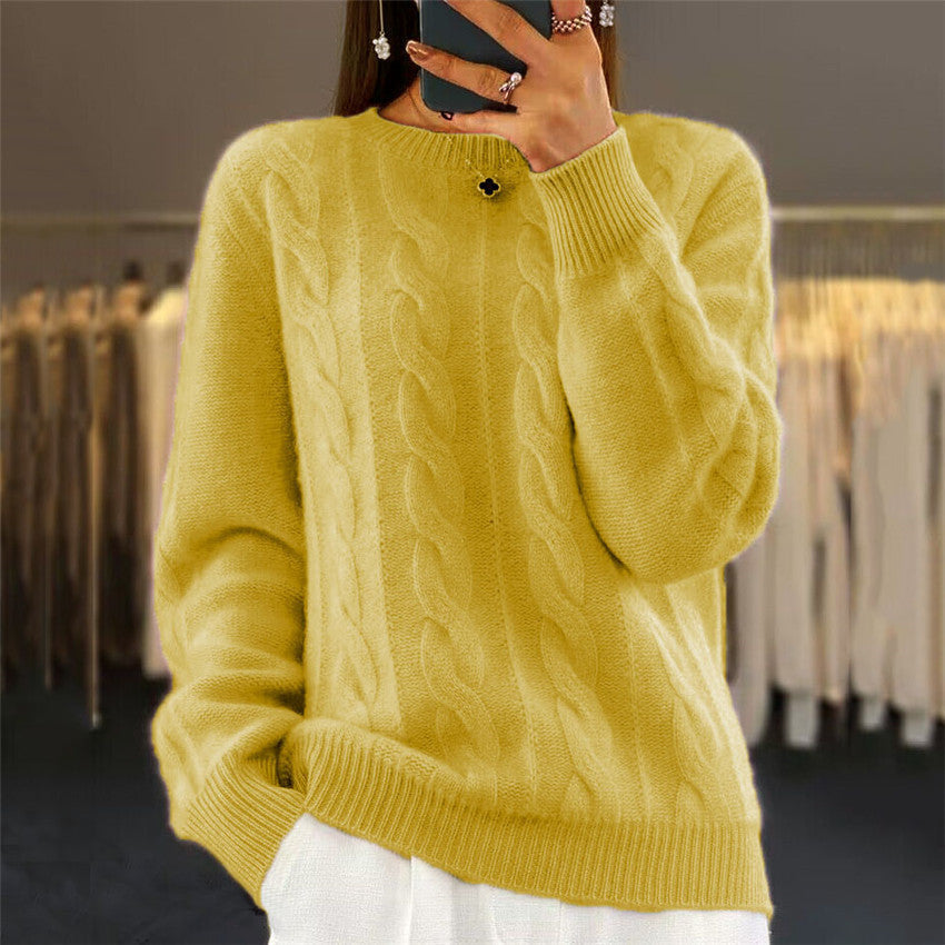 Fashion Retro Cable-knit Pullover Sweater Women Dreamardi