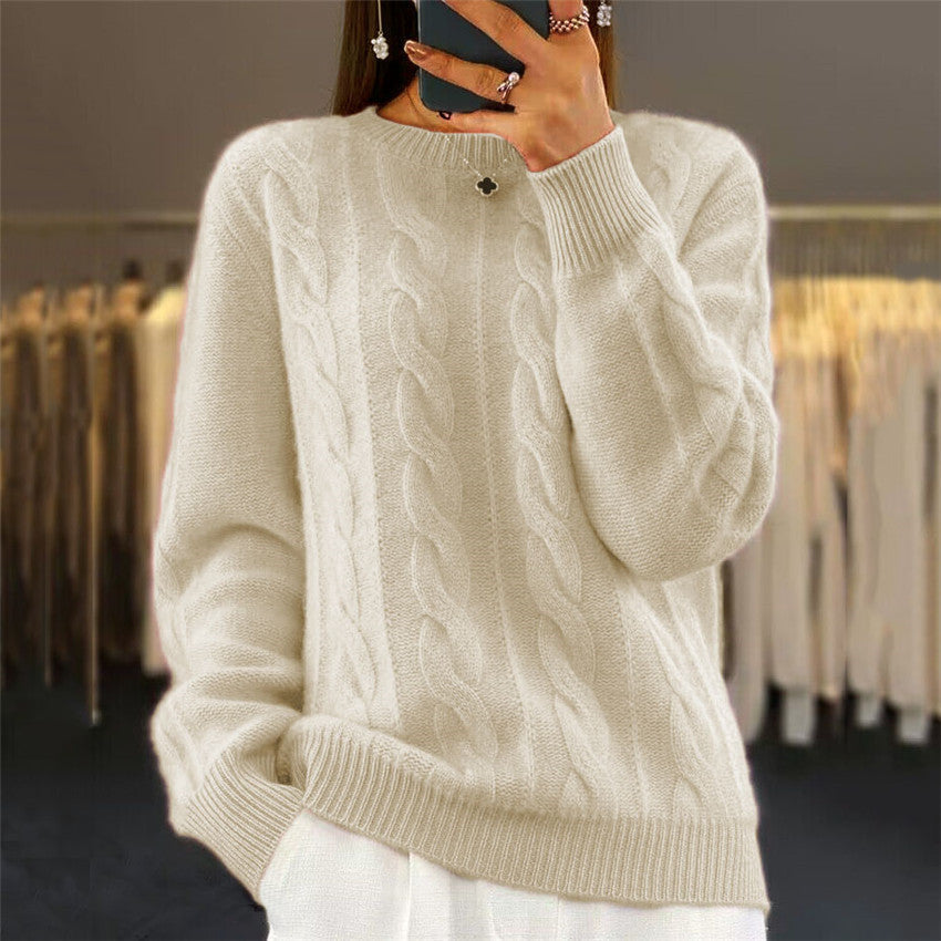 Kylie - Fashionable Retro Cable Knit Woman's Pullover Sweater Dreamardi