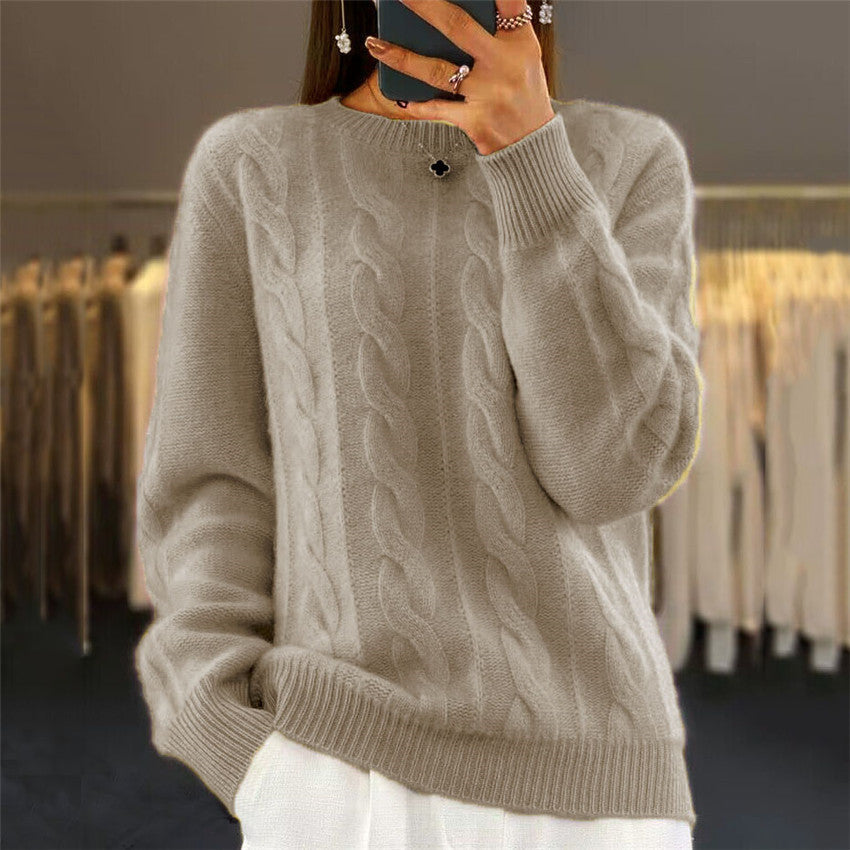 Fashion Retro Cable-knit Pullover Sweater Women Dreamardi