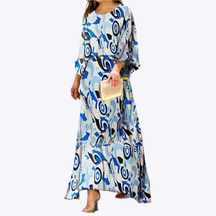 Walburga - Elegant Swirl Pattern Woman's Maxi Dress