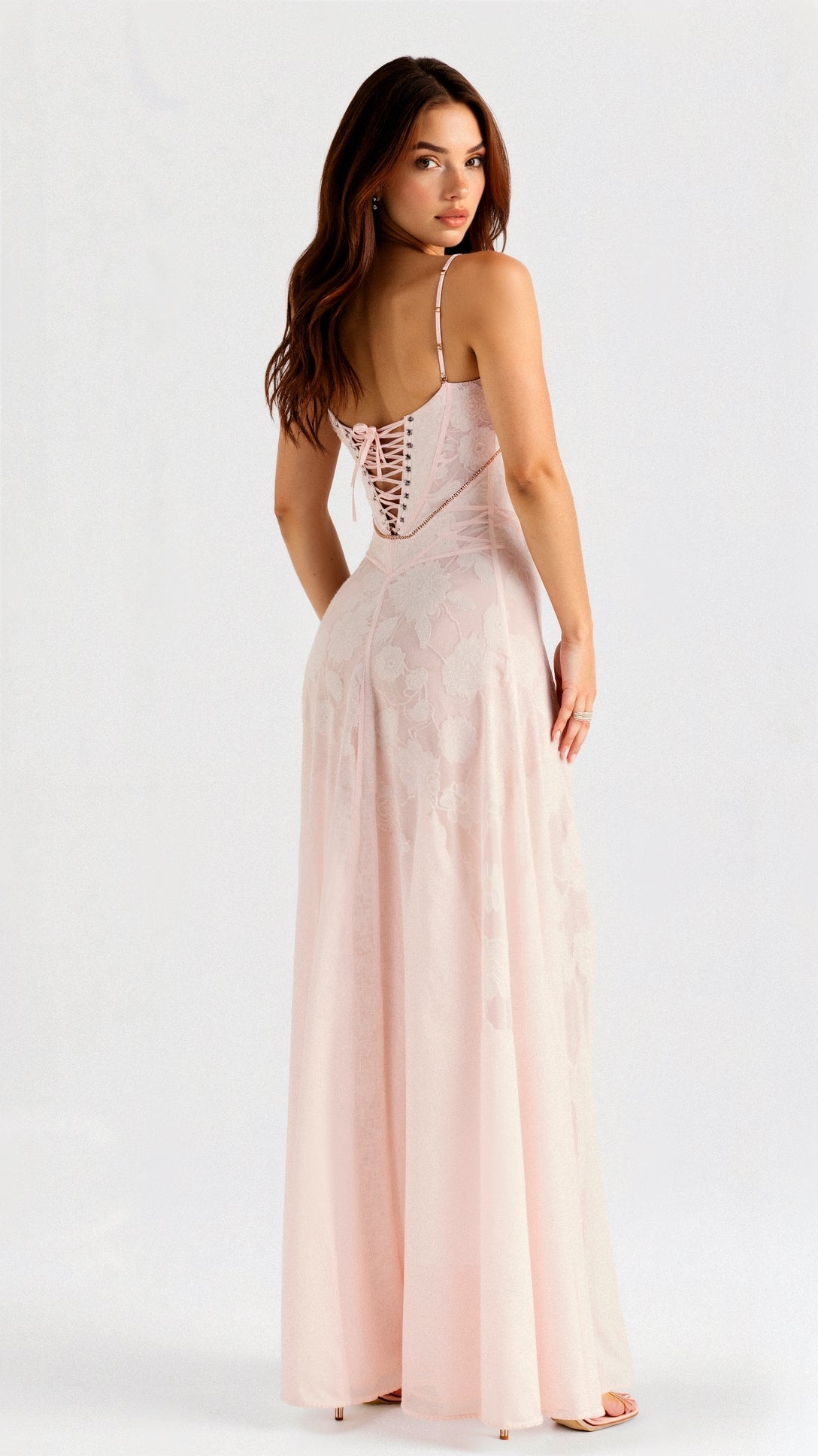 Theda - Charming Lace Back Woman's Maxi Dress