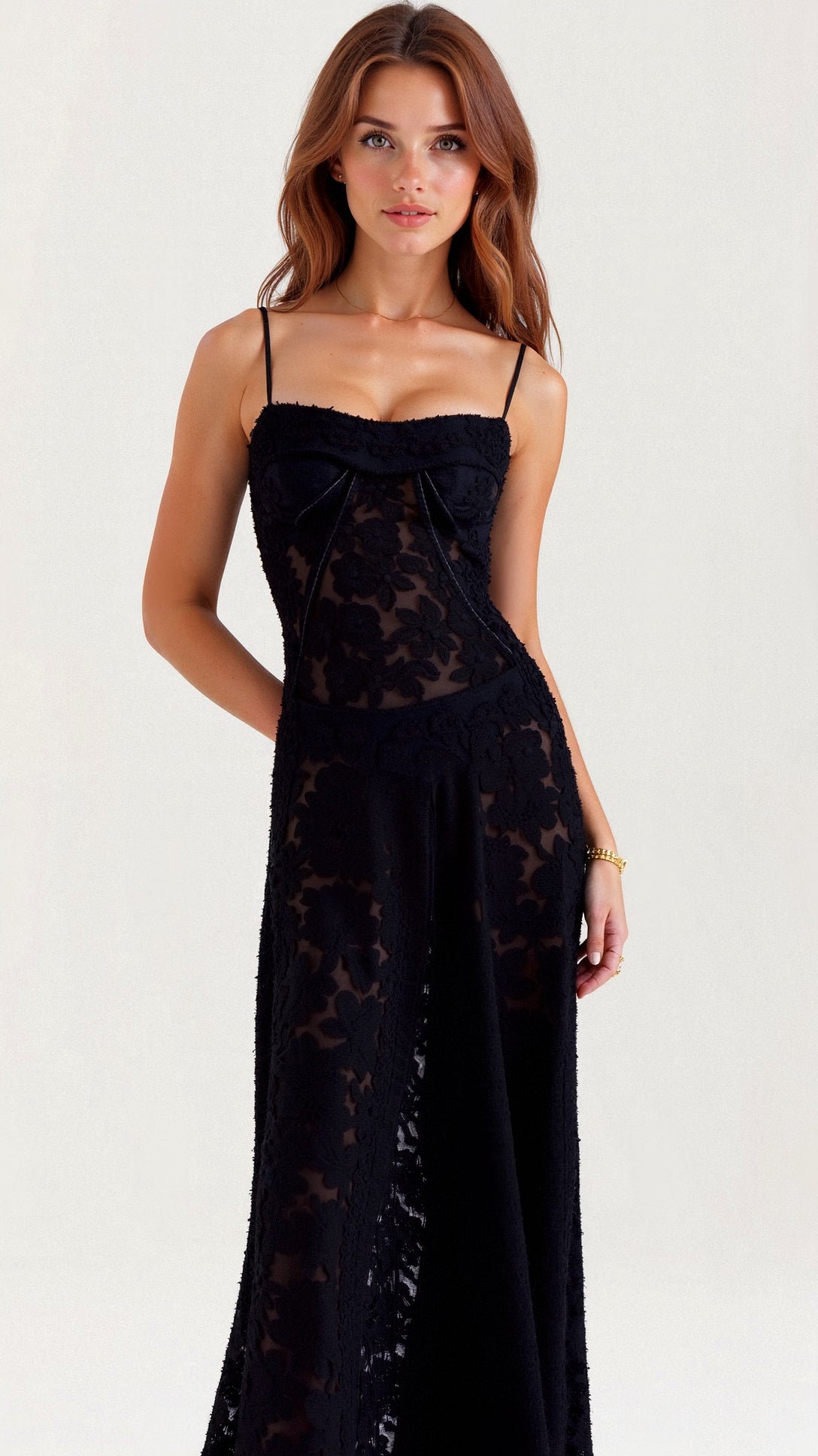 Theda - Charming Lace Back Woman's Maxi Dress