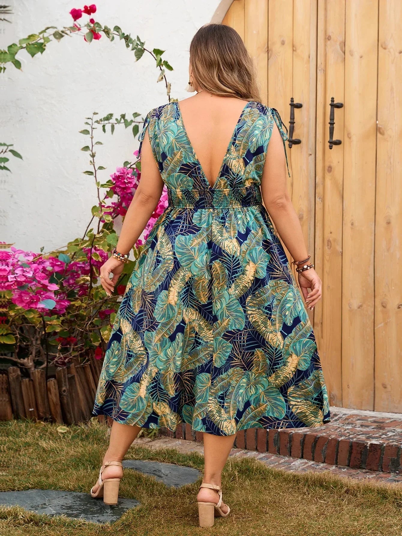 Taller - Elegant Floral Print Woman's Midi Dress