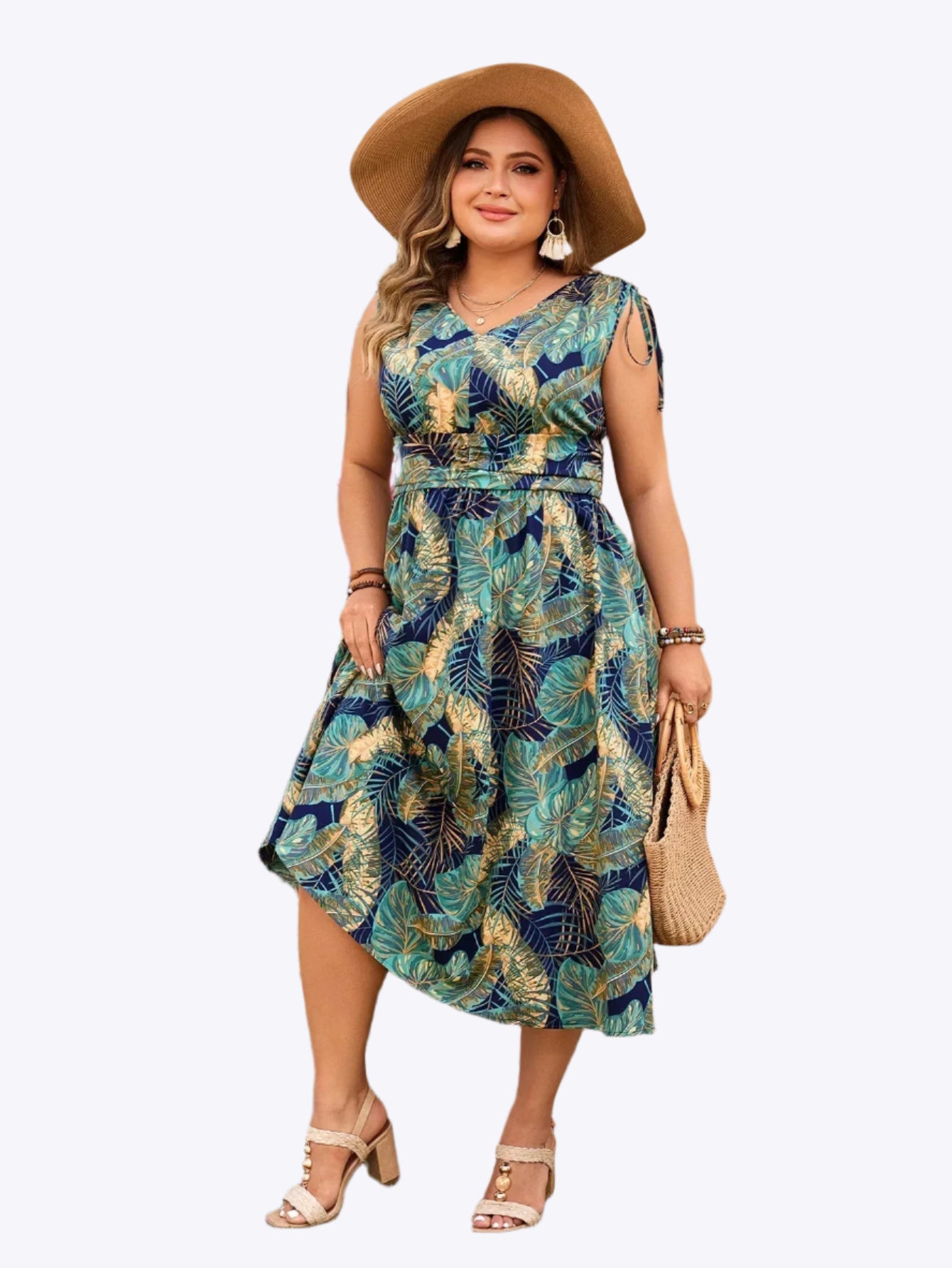 Taller - Elegant Floral Print Woman's Midi Dress