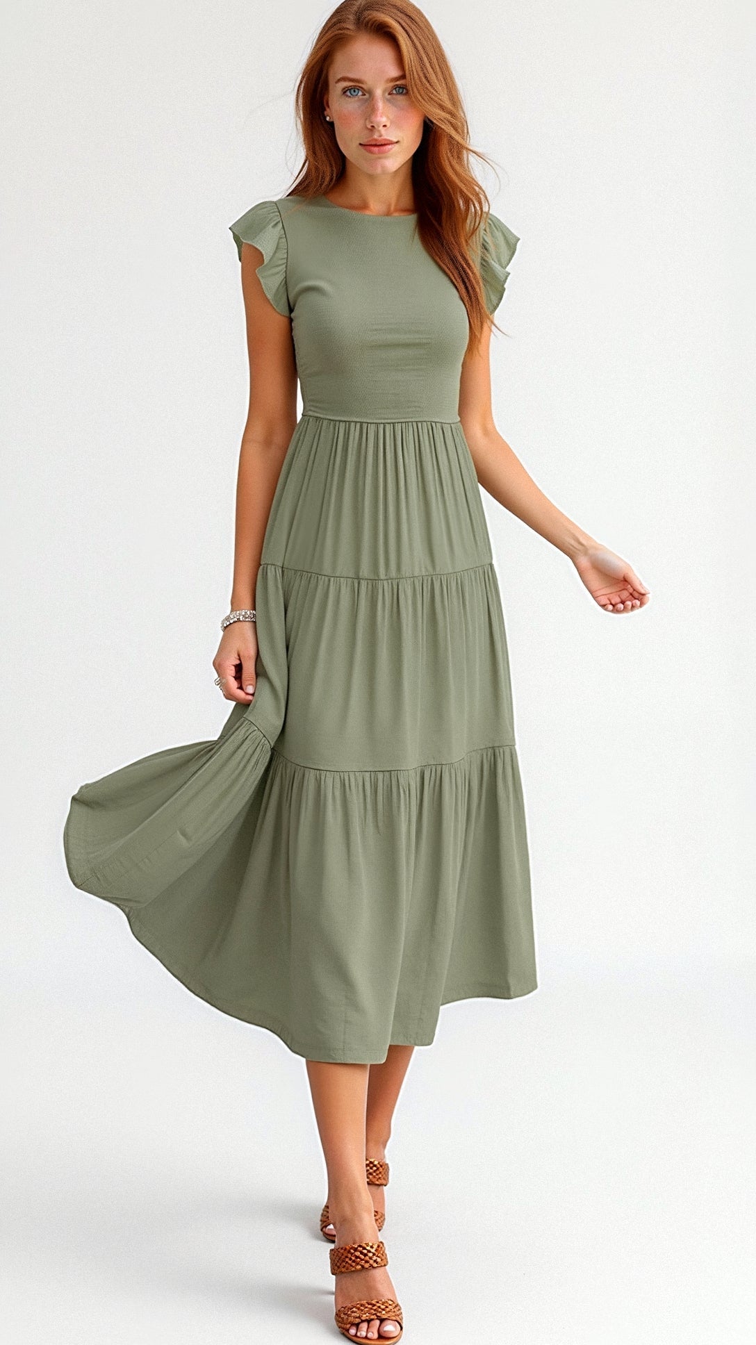 Kerenza - Soft Pleats Woman's Summer Midi Dress