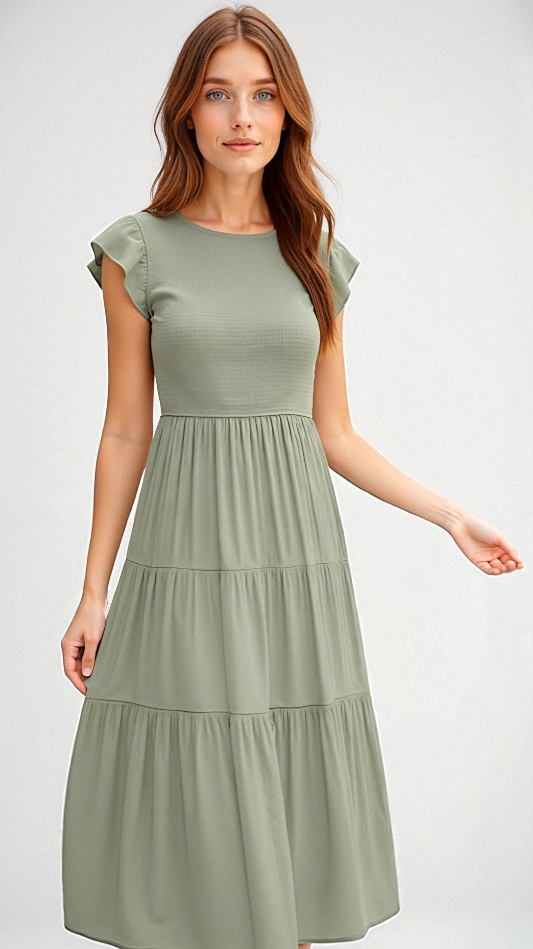 Kerenza - Soft Pleats Woman's Summer Midi Dress