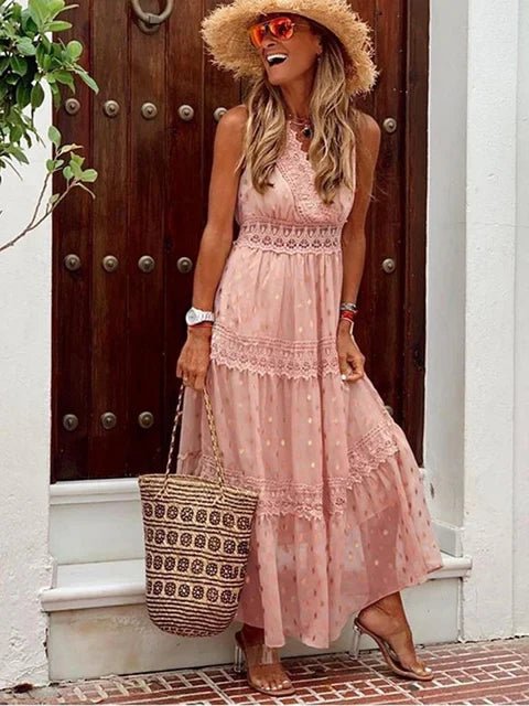 Sandrine - Boho Lace Detail Woman's Maxi Dress