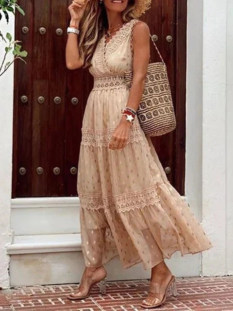 Sandrine - Boho Lace Detail Woman's Maxi Dress