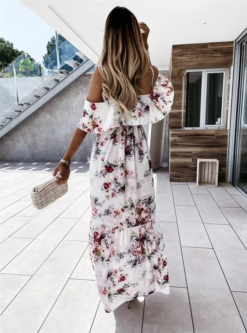 Santana - Stylish Floral Off Shoulder Woman's Maxi Dress