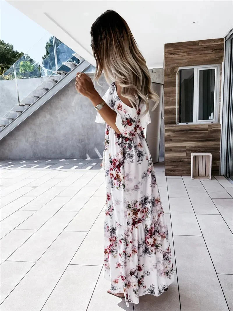 Santana - Stylish Floral Off Shoulder Woman's Maxi Dress