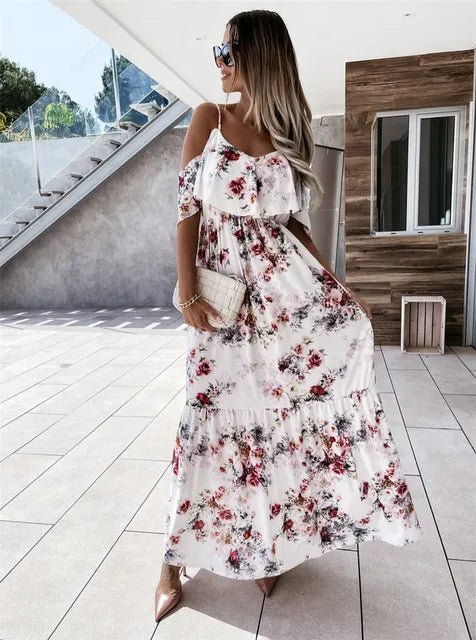 Santana - Stylish Floral Off Shoulder Woman's Maxi Dress